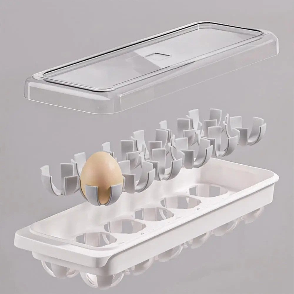 Refrigerator Egg Tray 12 Slot Egg Storage Holder Egg Dispenser Stackable W/ Lid
