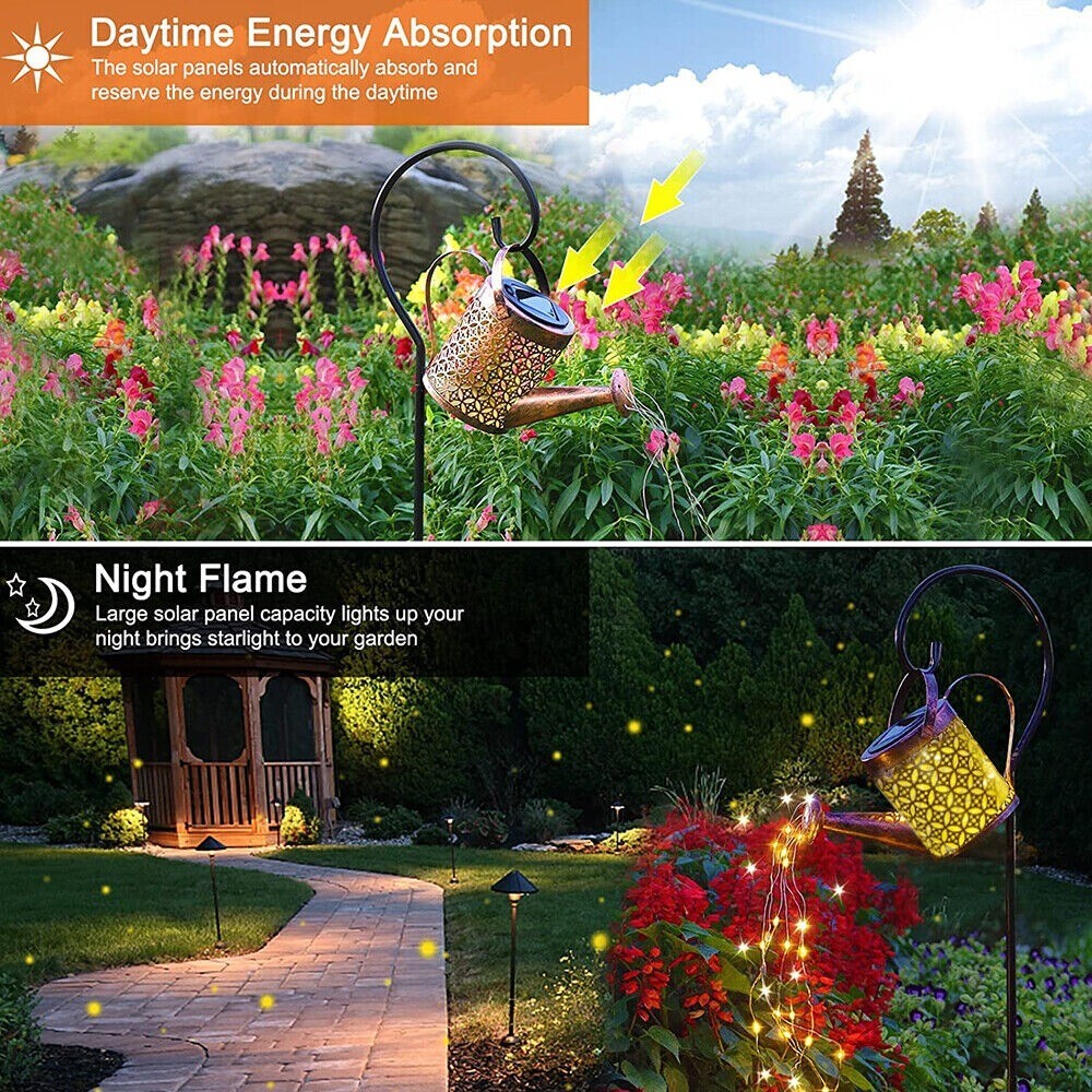 Outdoor LED String Lights Solar Lamp Garden Hollow Kettle Shower Landscape Light
