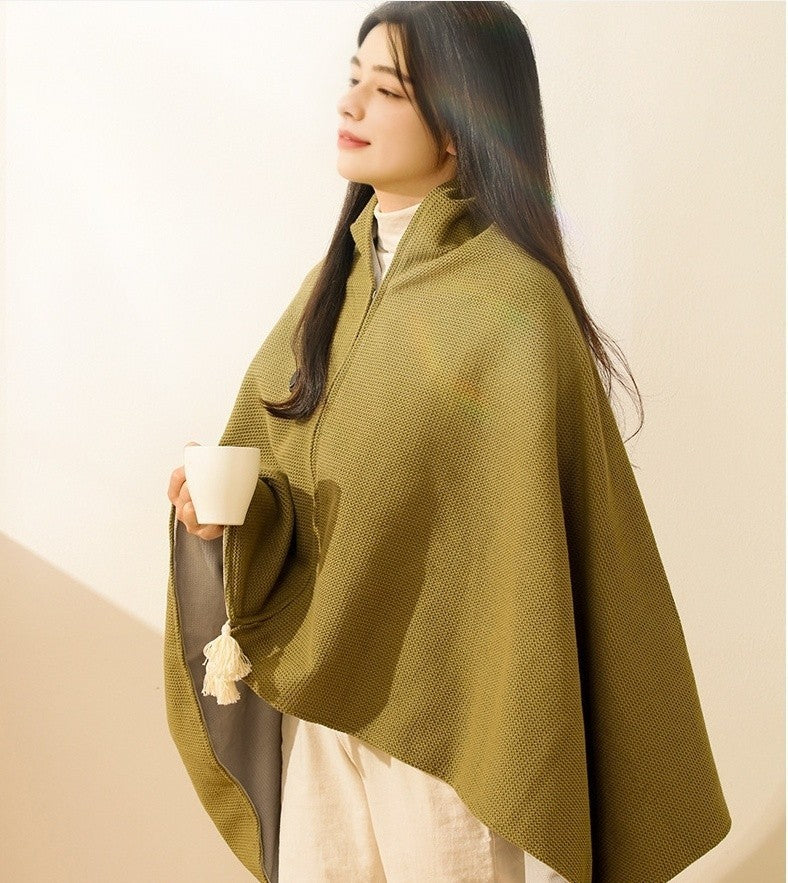 USB Heated Blanket Shawl Poncho Graphene Electric Throw Cape for Office Nap UK