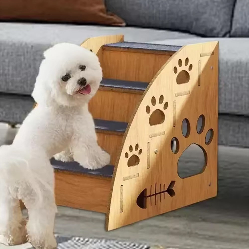 2/3 Steps Pet Ramp Wooden Dog Steps Stairs Cat Detachable Ladder For Bed Sofa UK