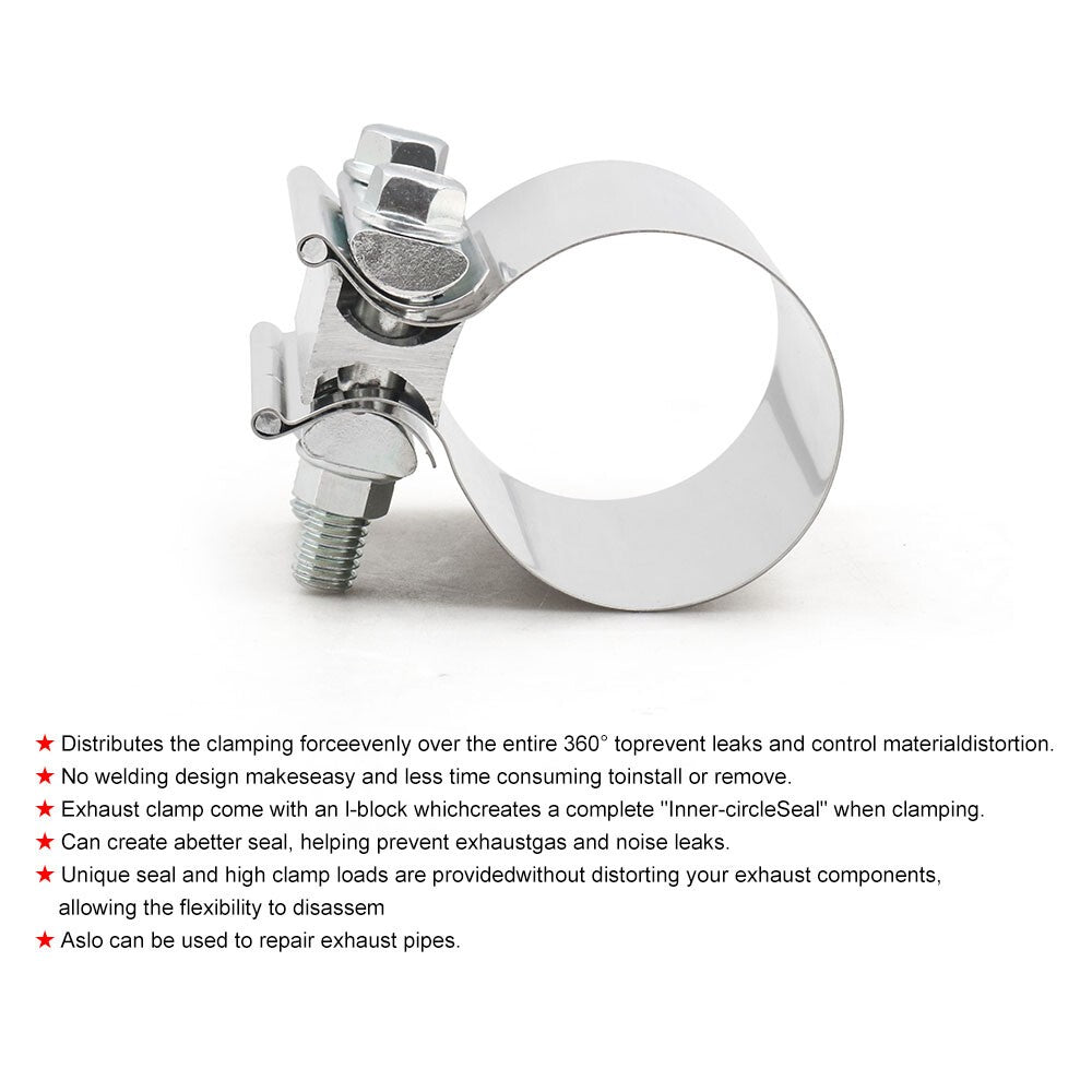 2.75" 70mm Stainless Steel Butt Joint Band Exhaust OD Pipe Clamp Sleeve Coupler