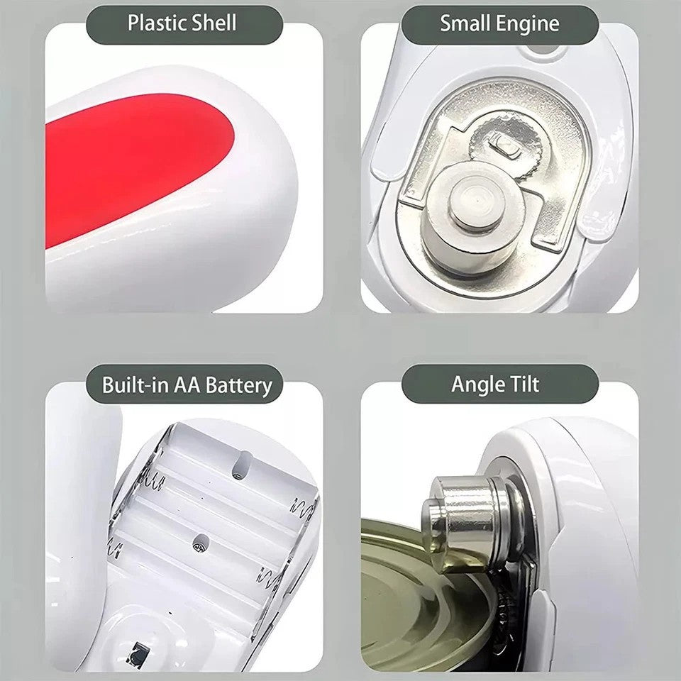 Electric Tin Can Opener Automatic One Touch Battery Operated For Weak Hand Cooks