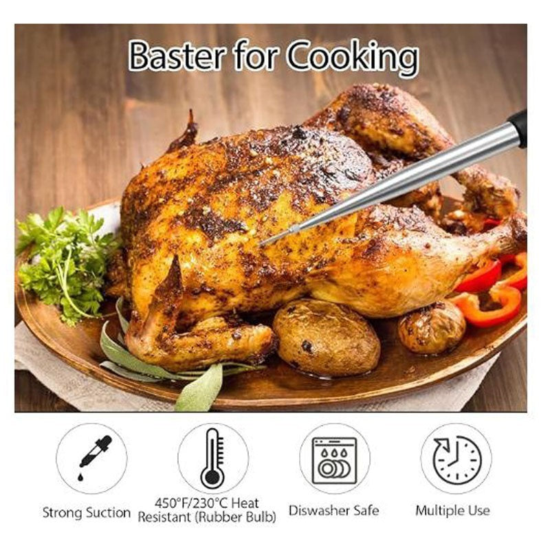 Stainless Steel Turkey Baster For Cooking Food Grade Metal Pump Kitchen-Tools