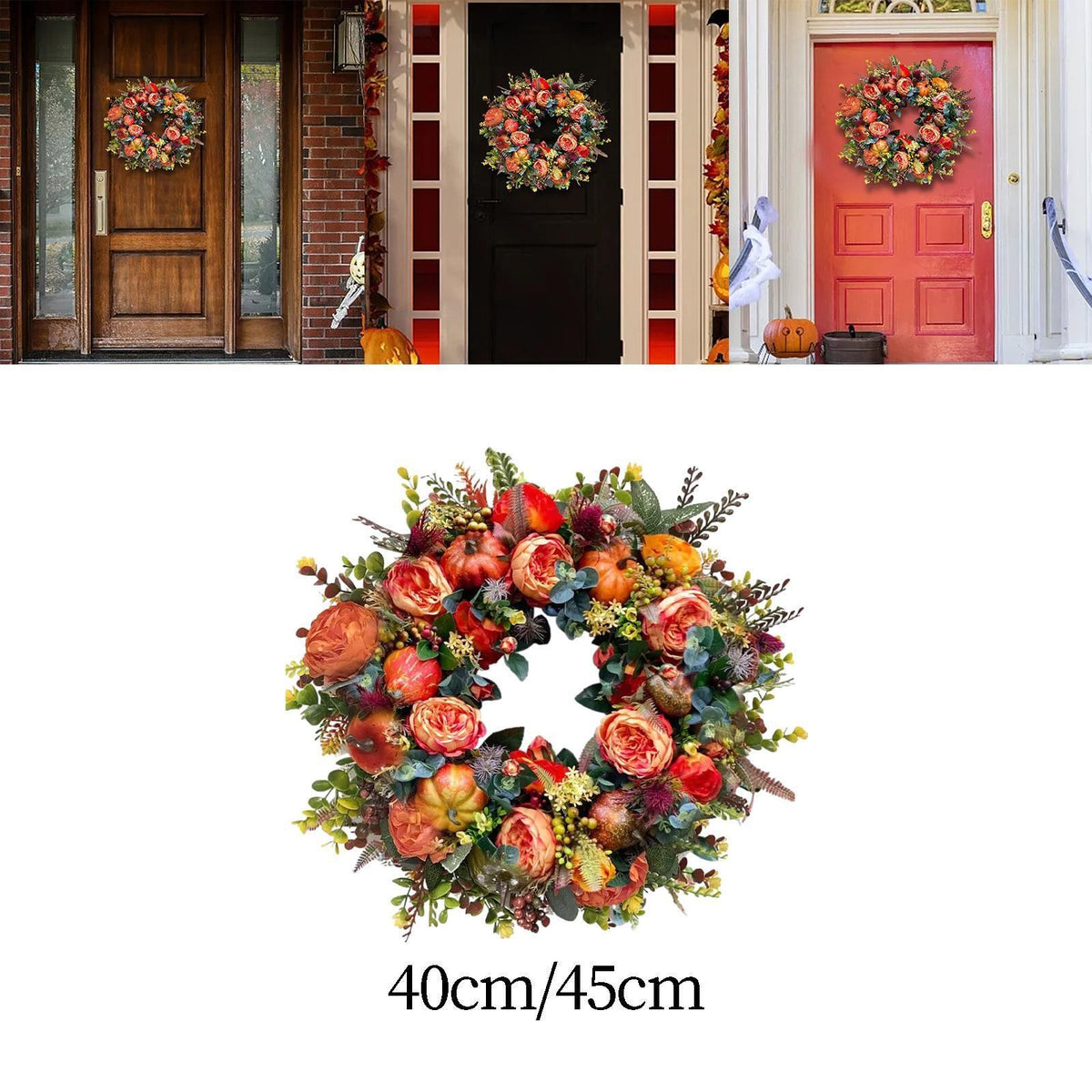 Halloween Fall Wreath Front Door Harvest Wreath Multipurpose for Front Porch