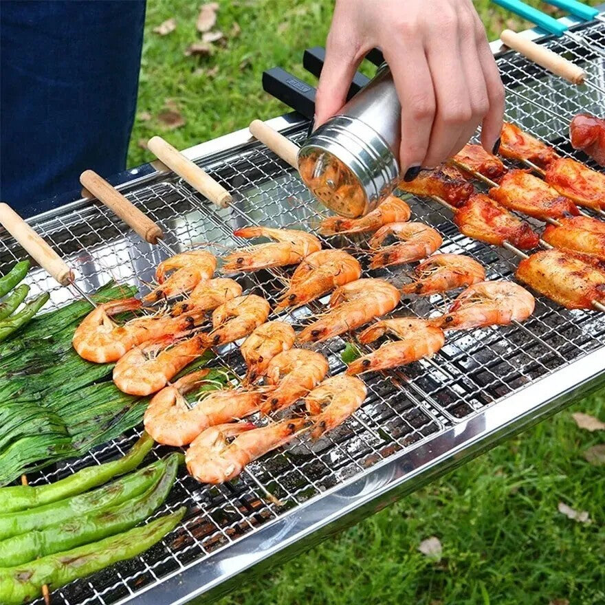 STAINLESS STEEL PORTABLE FOLDABLE BBQ CAMPING GRILL STOVE PICNIC TRAVEL FOLD