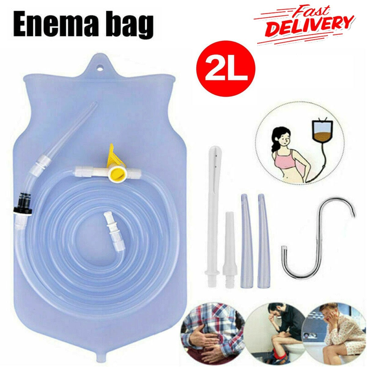 2L Coffee Enema Bag Kit Home Colon Cleanse Colonic Irrigation Douche Set