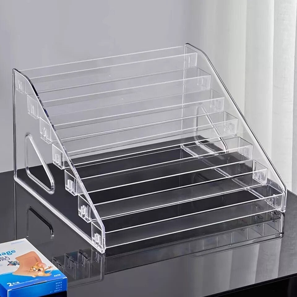 7 Tier Clear Plastic Collector Card Display Stand Rack Shelf For Trading Cards