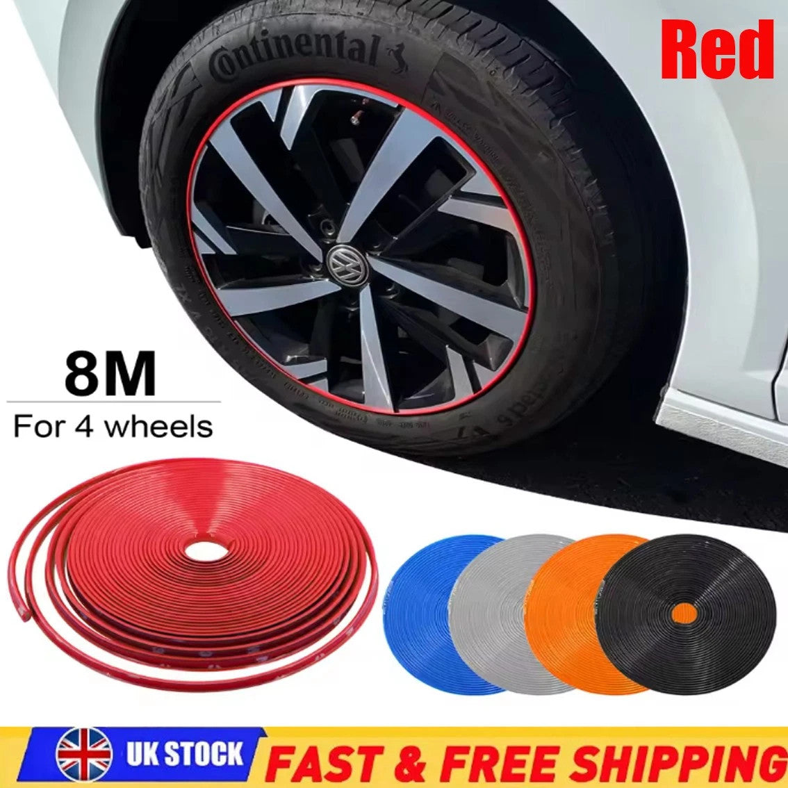 8M Alloy Wheel Rim Protector Strip Car Tyre Guard Anti Scratch Universal Fit
