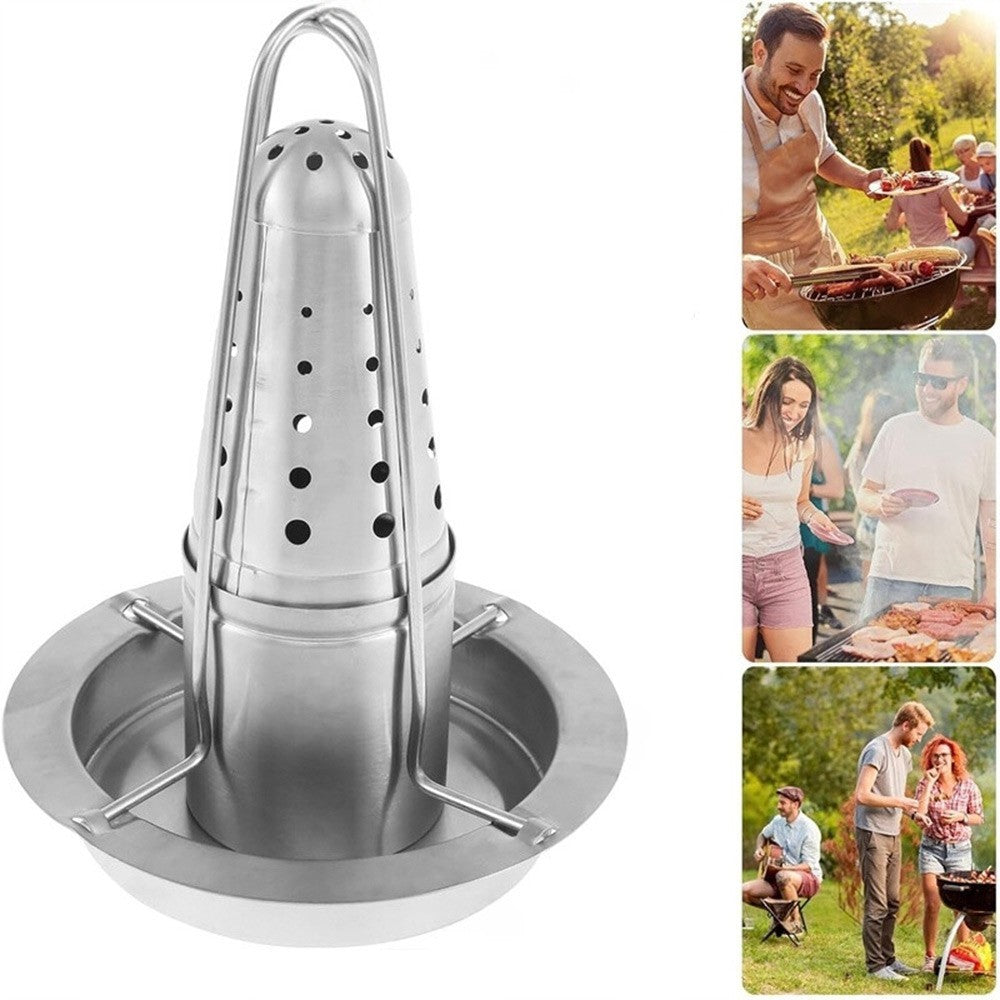 BBQ Beer Can Chicken Roaster C/Vertical Nonstick Grill Rack Chicken Holder Stand