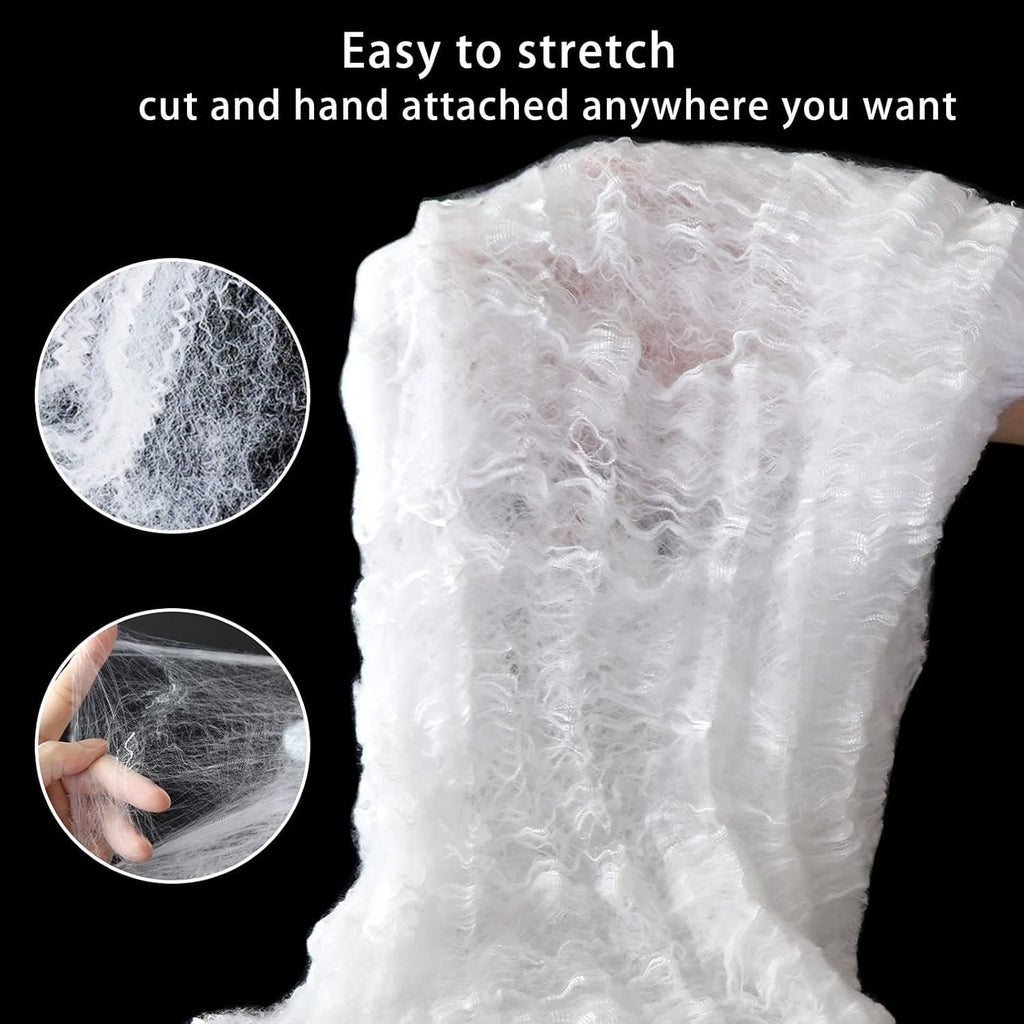 Spider Web With 10pcs Spiders Halloween Decoration Stretchy Cobweb Props