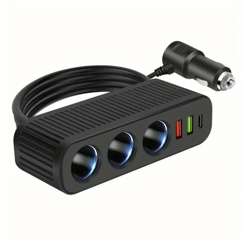 4 Way 12V 24V Multi Socket Car Cigarette Lighter Splitter USB Charger Adapter UK