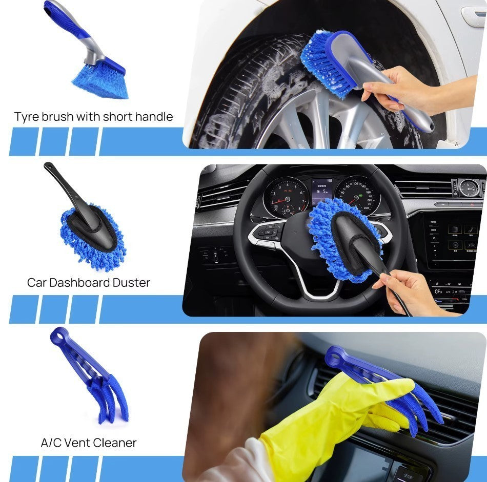 30PCS Automotive Cleaning Brush Set Soft Bristles Car Interior Wheel Wash Tools