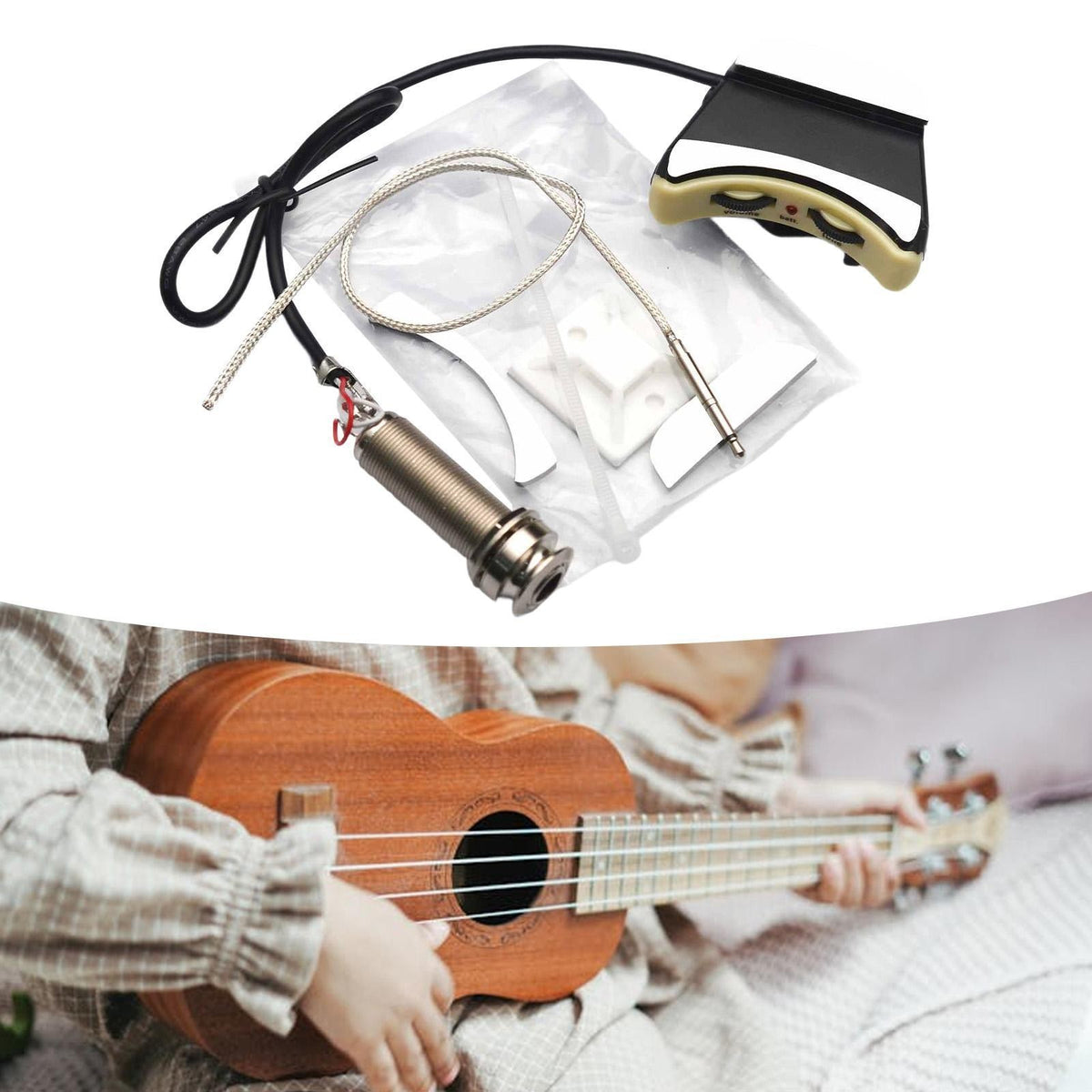 Ukulele Piezo Pickup Easy to Install Practice Replacement Soundhole Pickup