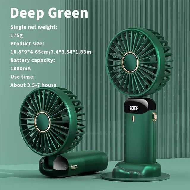 Portable Handheld Mini Fan Foldable Neck Hanging Fans 5 Speed USB Rechargeable