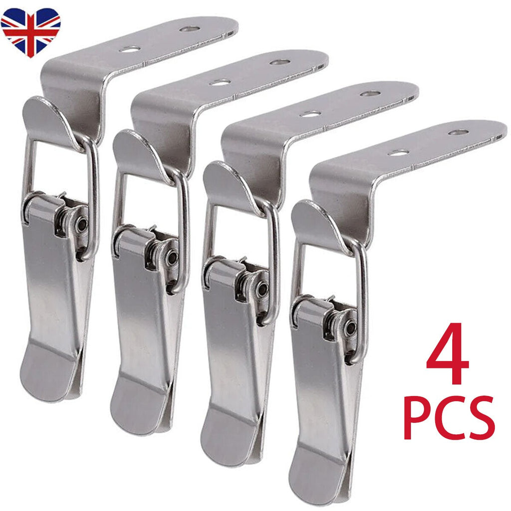 4pcs 90° Stainless Steel Spring Loaded Draw Toggle Latch Catch Clamp Clip Set UK