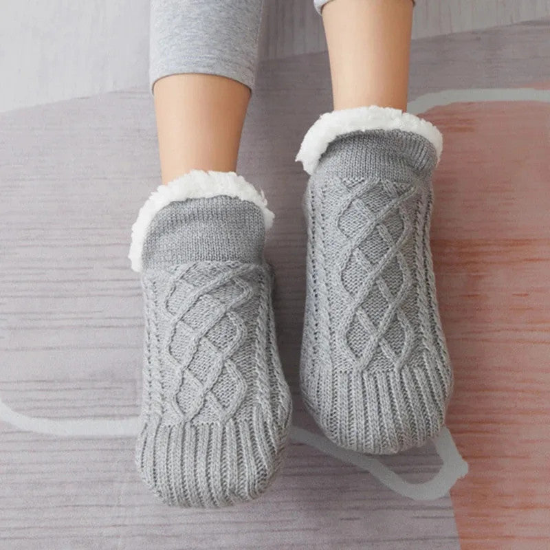 Fluffy Warm Slipper Socks – Non Slip Fleece Lined Winter Cosy Bed and Floor Sock