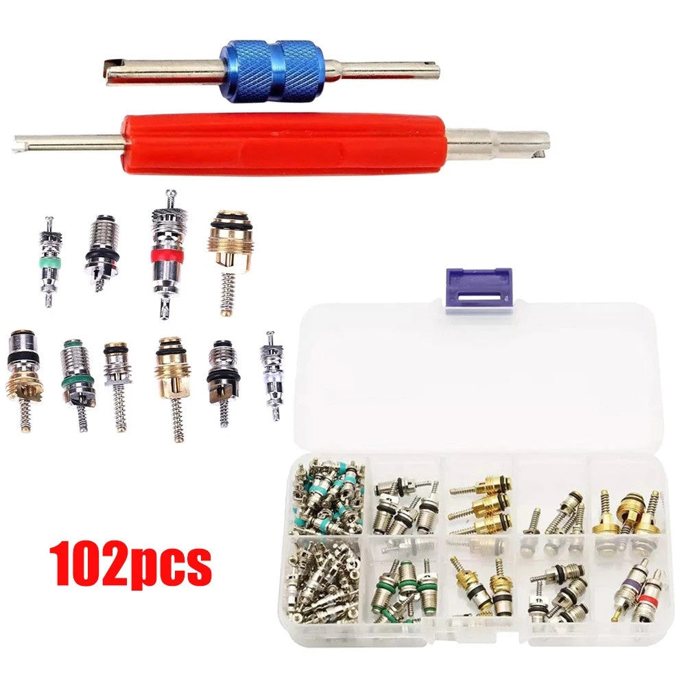102Pcs/Set R12&R134a Car A/C Air Conditioner Schrader Valve Core Remover Tool UK