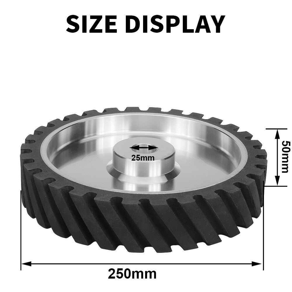 150mm/200mm/250mm Black Rubber Serrated Sand belt Grinding Contact Wheel