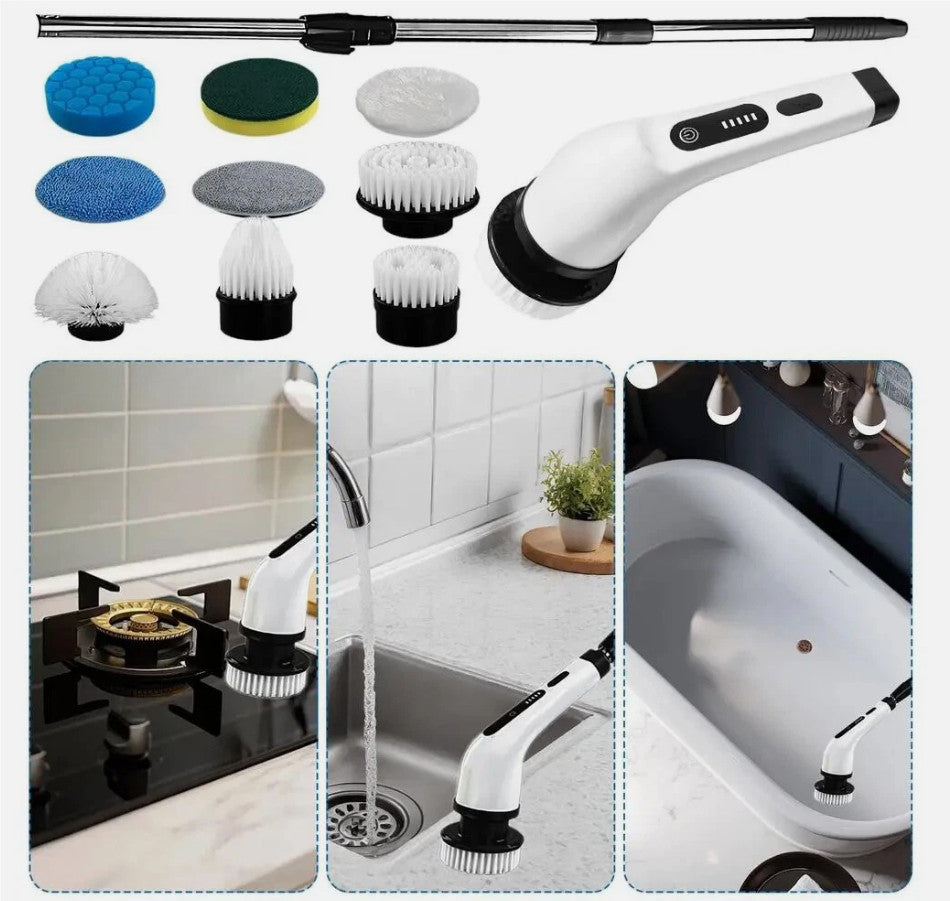 Bathroom Cordless Rotating Cleaning Brush 9IN1 Electric Spin Scrubber