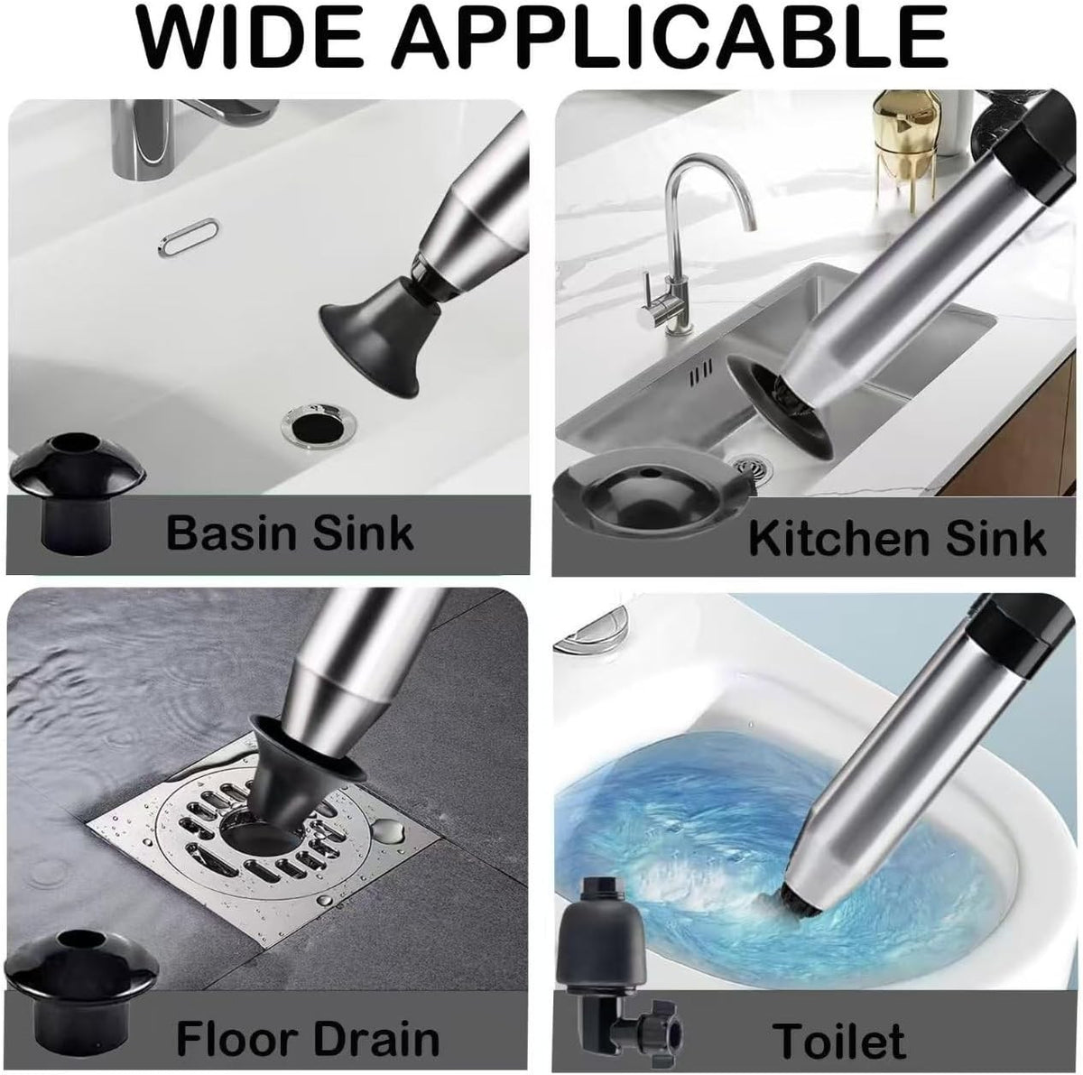 High Pressure Drain Blaster Air Plunger Powerful Toilet Blockage Unblocker