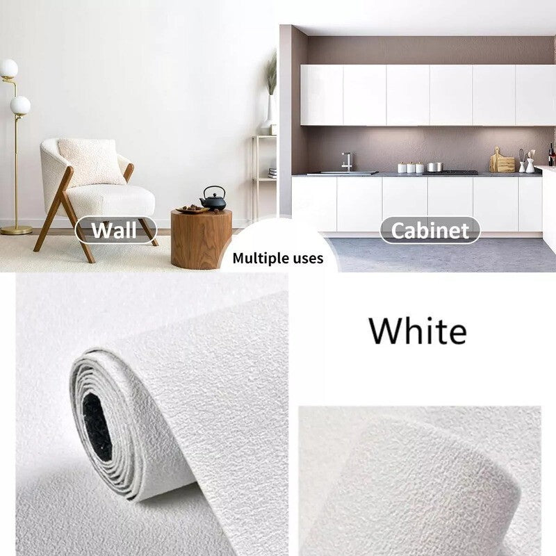 10M Thicken Self-Adhesive Thermal Insulation Linen Wall Sticker Plain Wallpaper