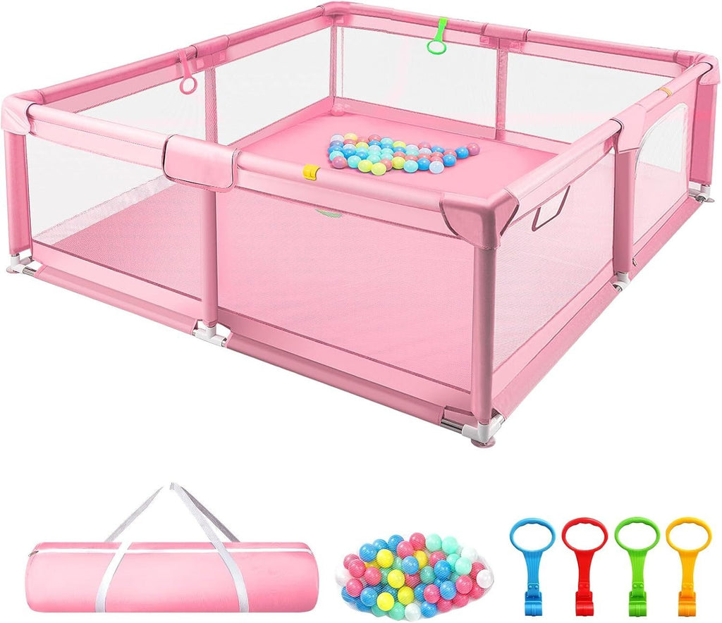 Baby Playpen for Toddlers with Soft Fabric Bumpers Large Safety Play Yard