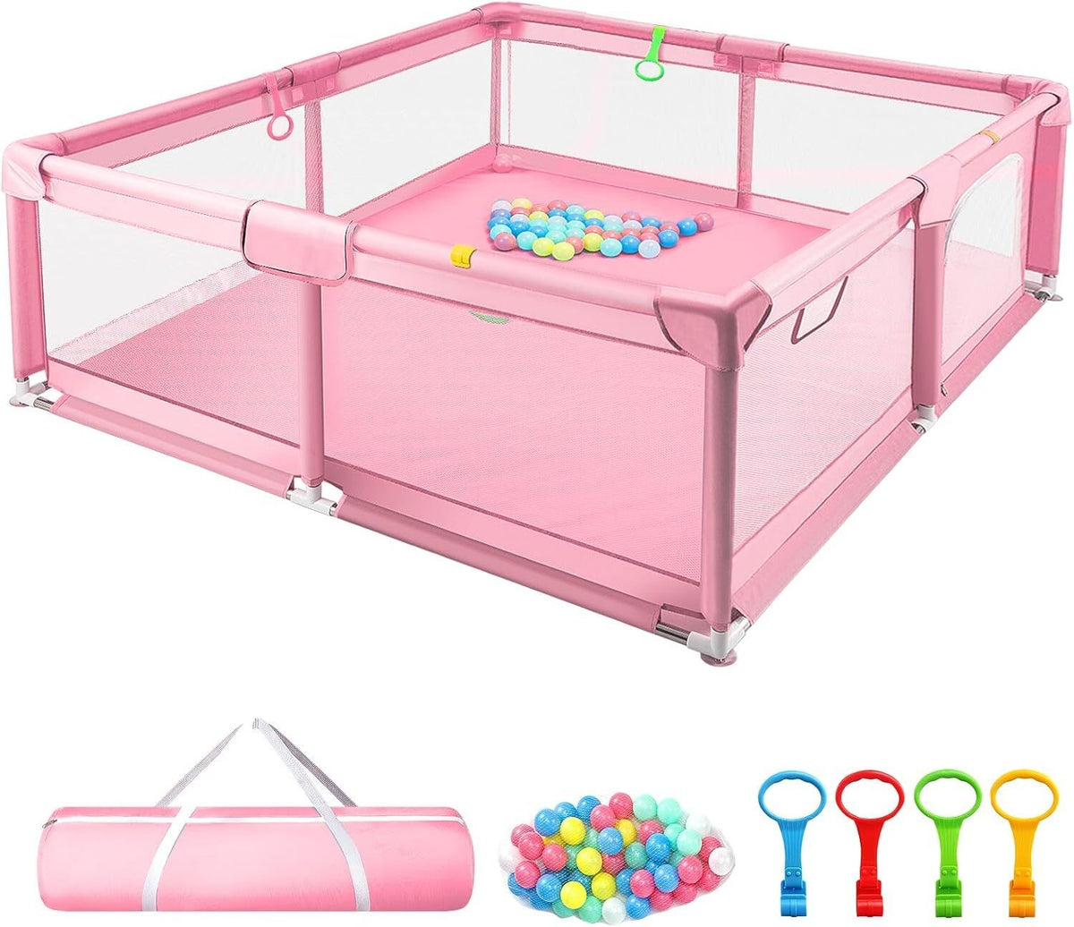 Baby Playpen for Toddlers with Soft Fabric Bumpers Large Safety Play Yard