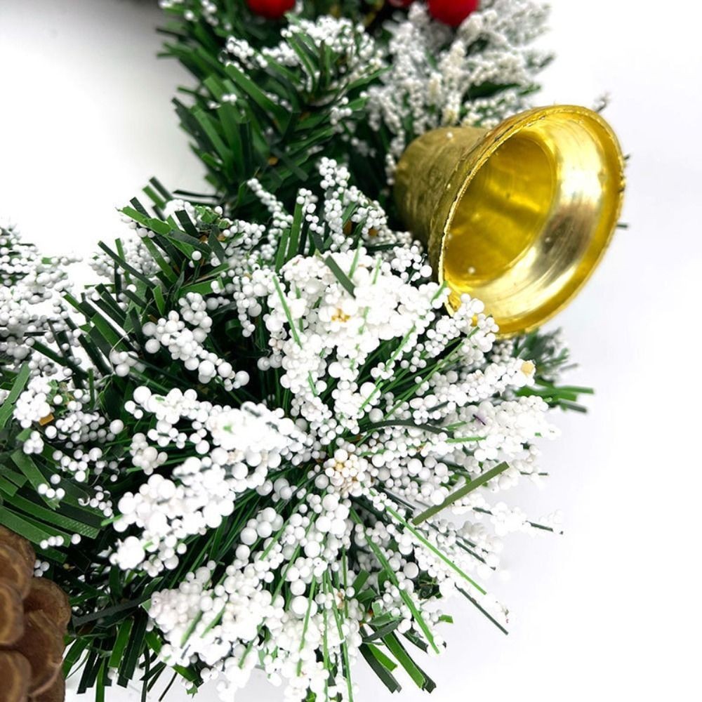 20/30/40cm Christmas Wreath W/ Bow Front Door Wreath Garland Xmas Hanging Decor