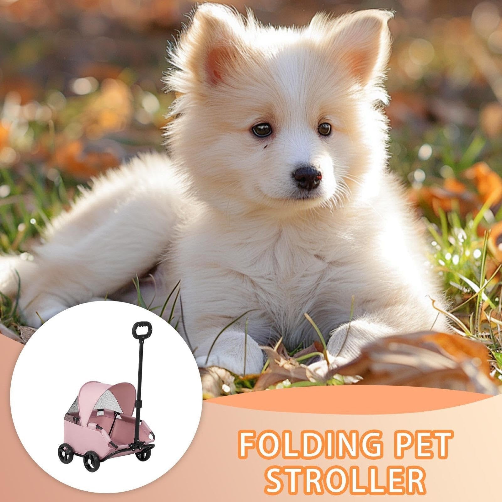 Foldable Pet Dog Cat Stroller Pet Jogger Carrier Cart Open Car Travel Walk Wheel