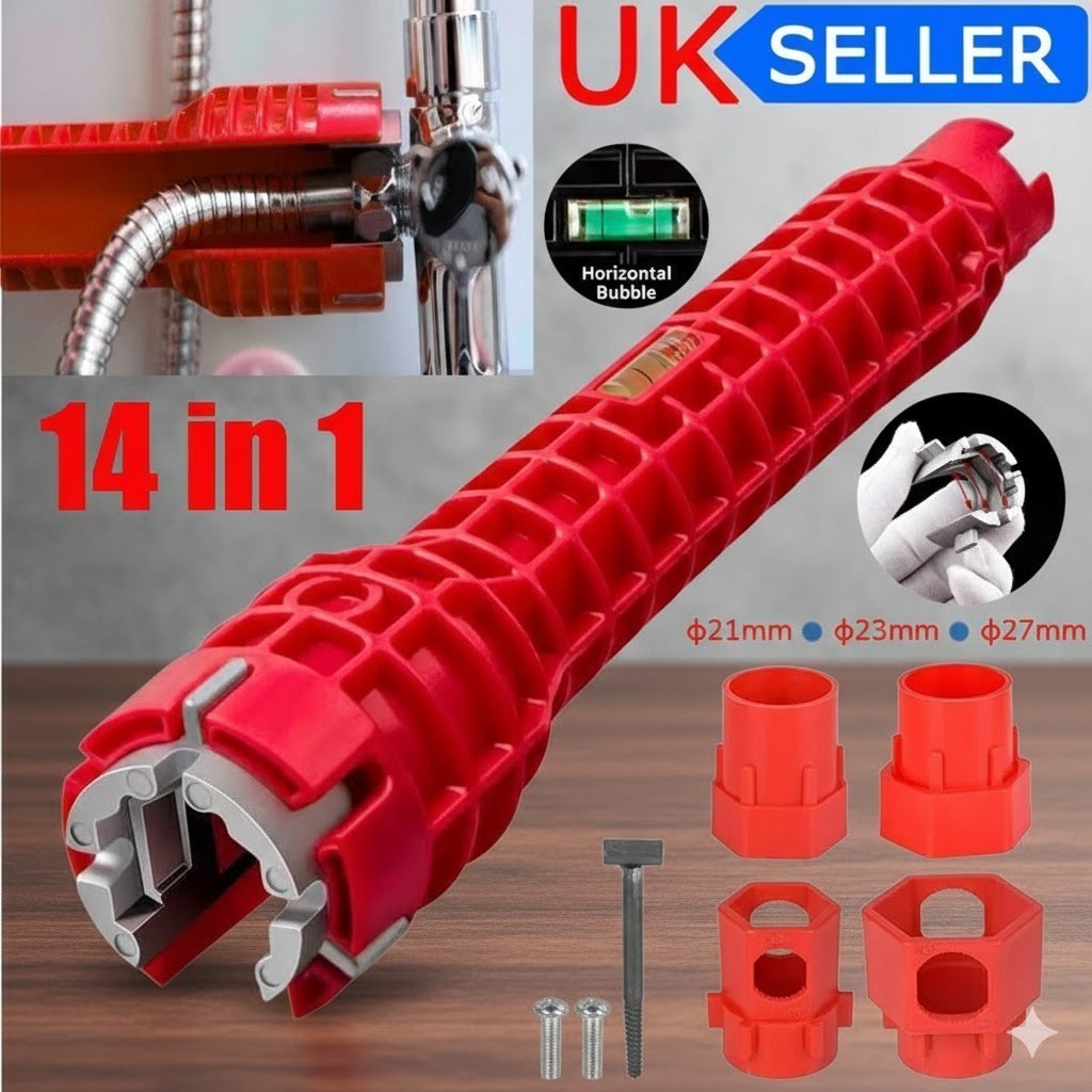 14 IN 1 Faucet Sink Wrench Plumbing Tools Pipe Tap Spanner For Bathroom Kitchen