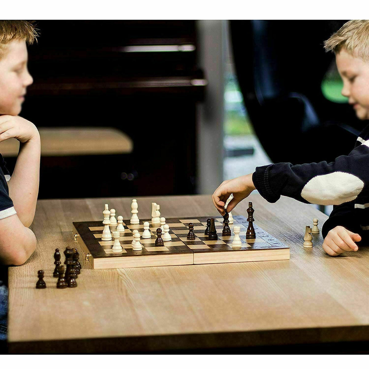Large Chess Wooden Set Folding Chessboard Magnetic Pieces Wood Board Toys Game