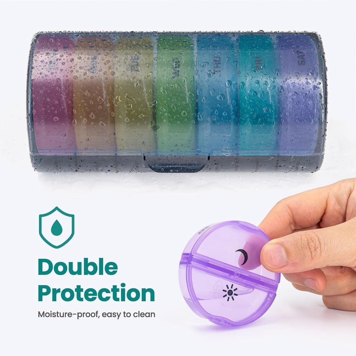 Pill organizer 2 times a day weekly pill box 7-day daily pill container round