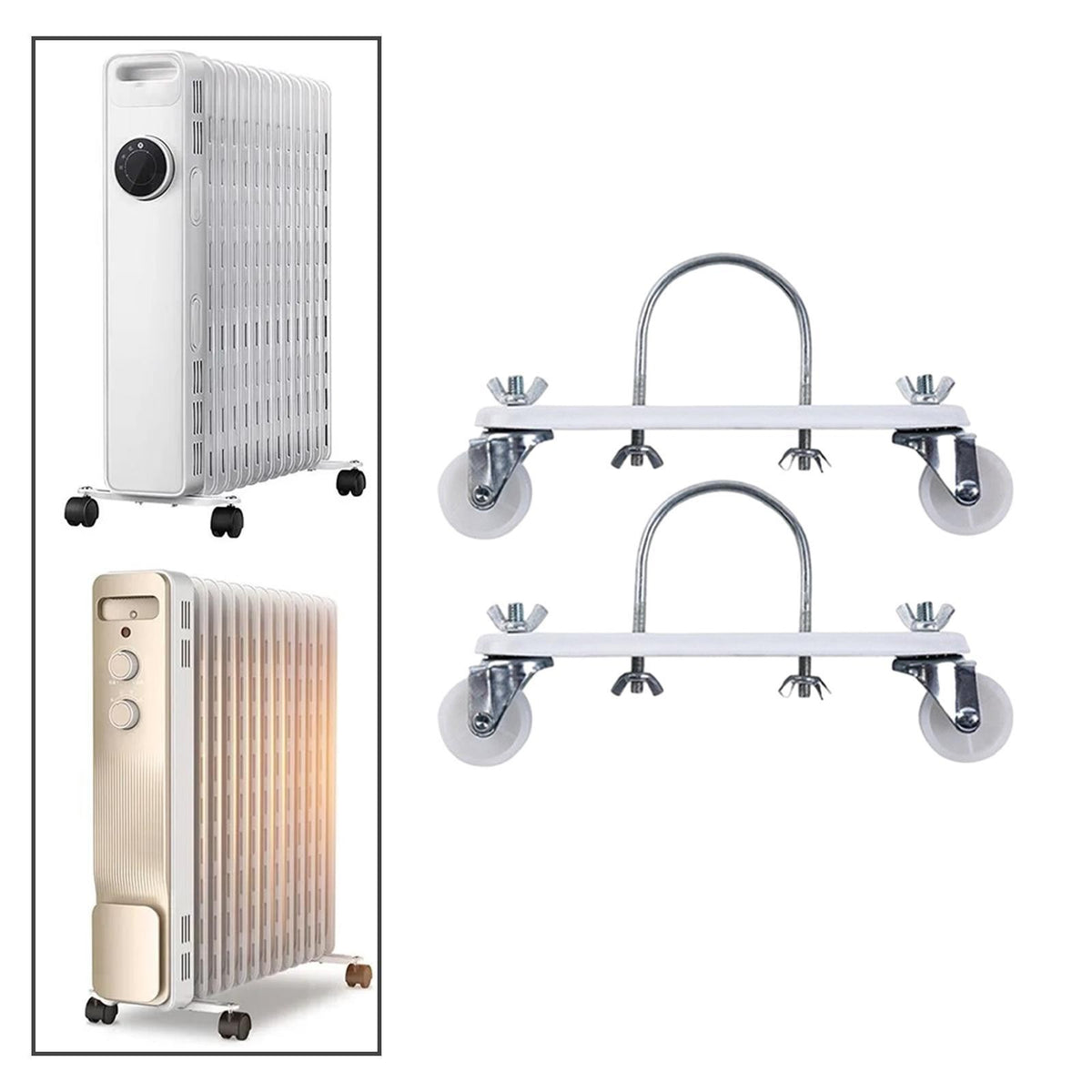 2Pcs Oil Filled Heater Caster Bracket with Wheels Spare Parts Smooth and Easy
