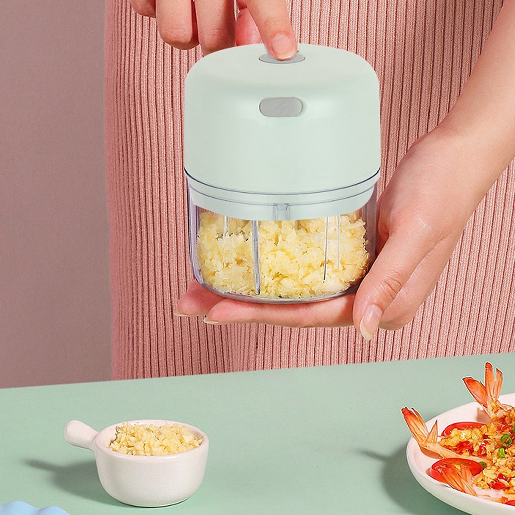 Mini Food Chopper Electric Garlic Mincer Vegetable Cutter 250ml Kitchen Green UK