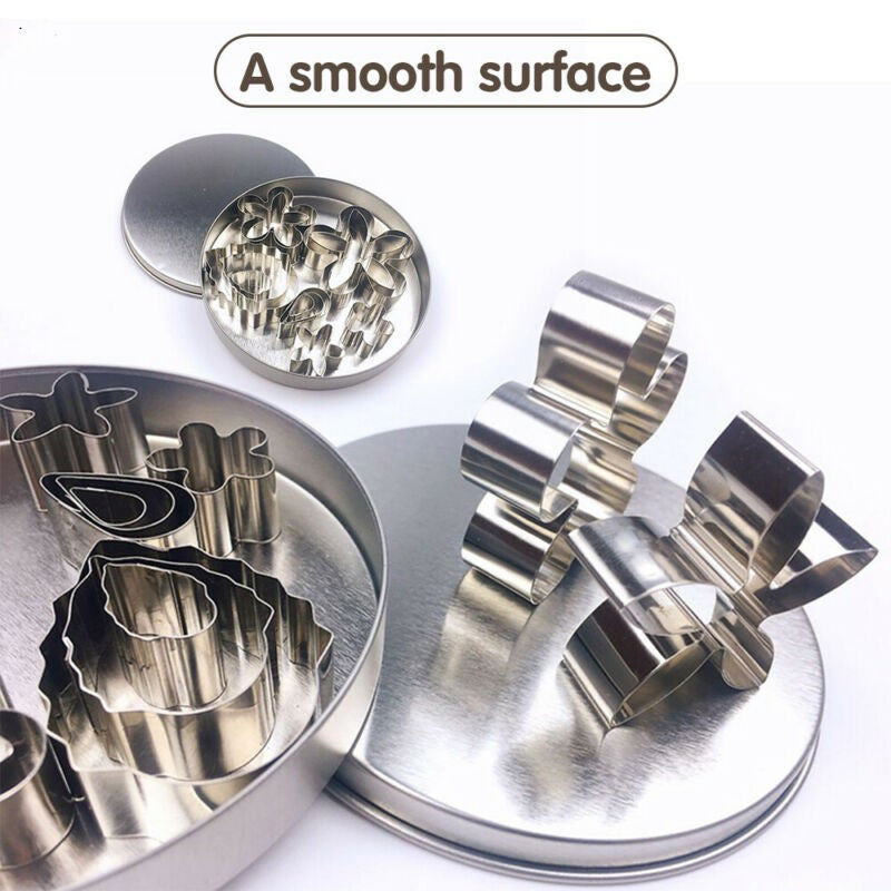 12Pcs Round Biscuit Cookie Cutters Cake Mould Sugarpaste Decorating Pastry LT