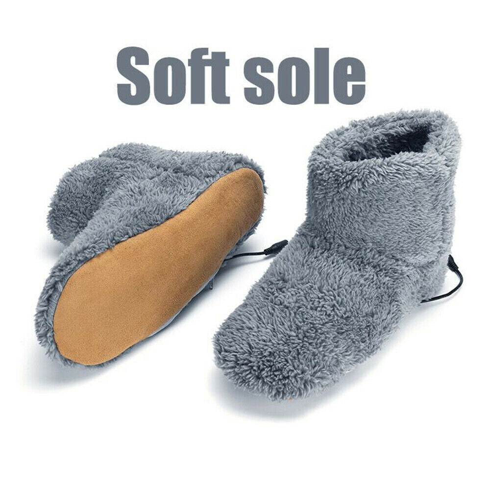 Winter USB Warmer Foot Shoe Plush Warm Electric Slipper Feet Heated Washable New