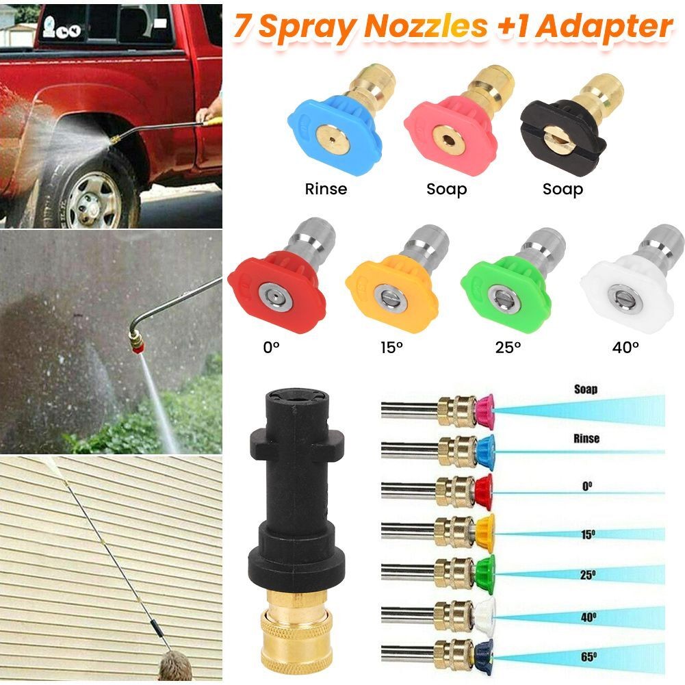 7 Nozzles Adapter Pressure Washer Spray Lance Wand Fit Karcher K2 K3 K4 K5 K6 K7
