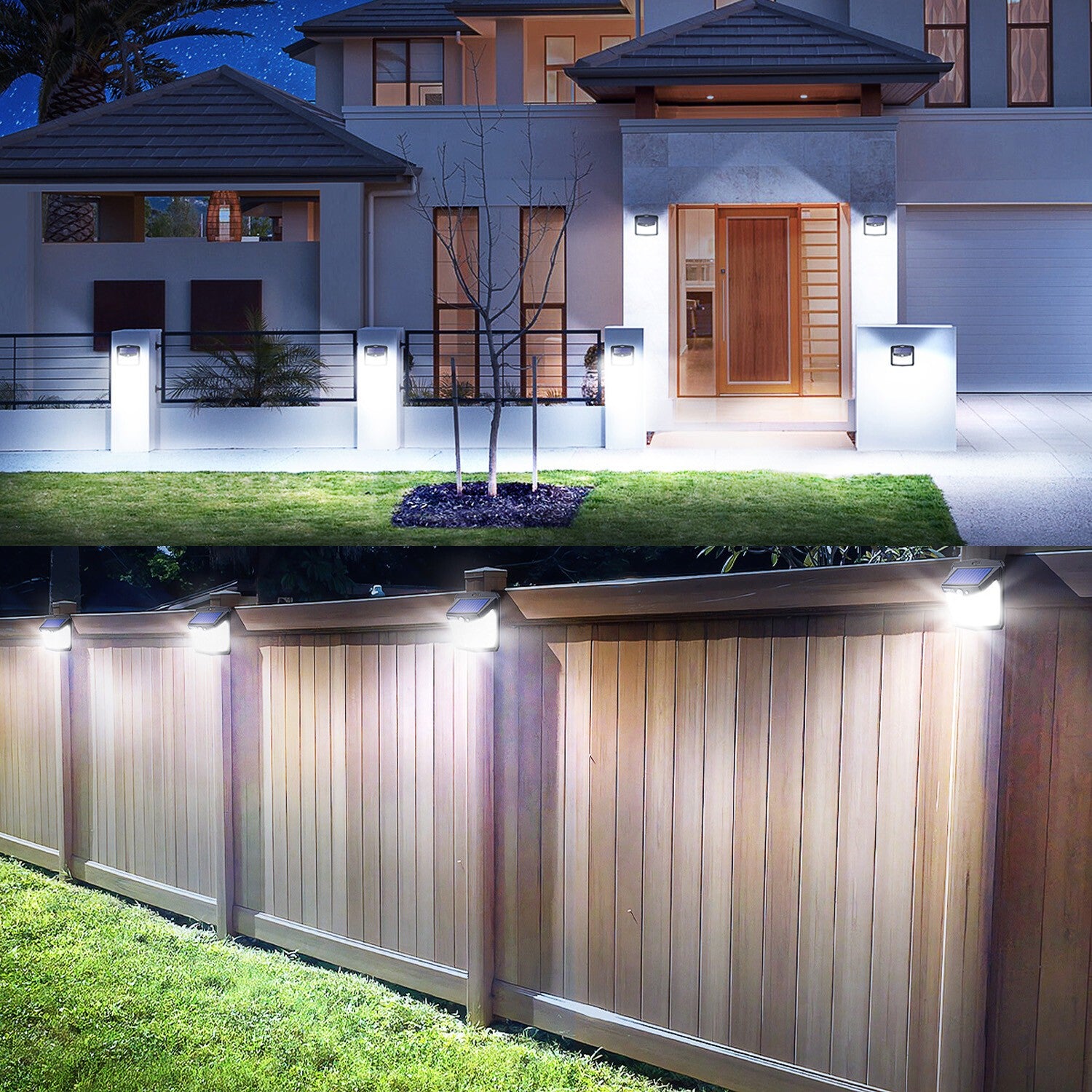 2PK Solar Wall Lights PIR Motion Sensor 128 LED Outdoor Garden Security Lamp