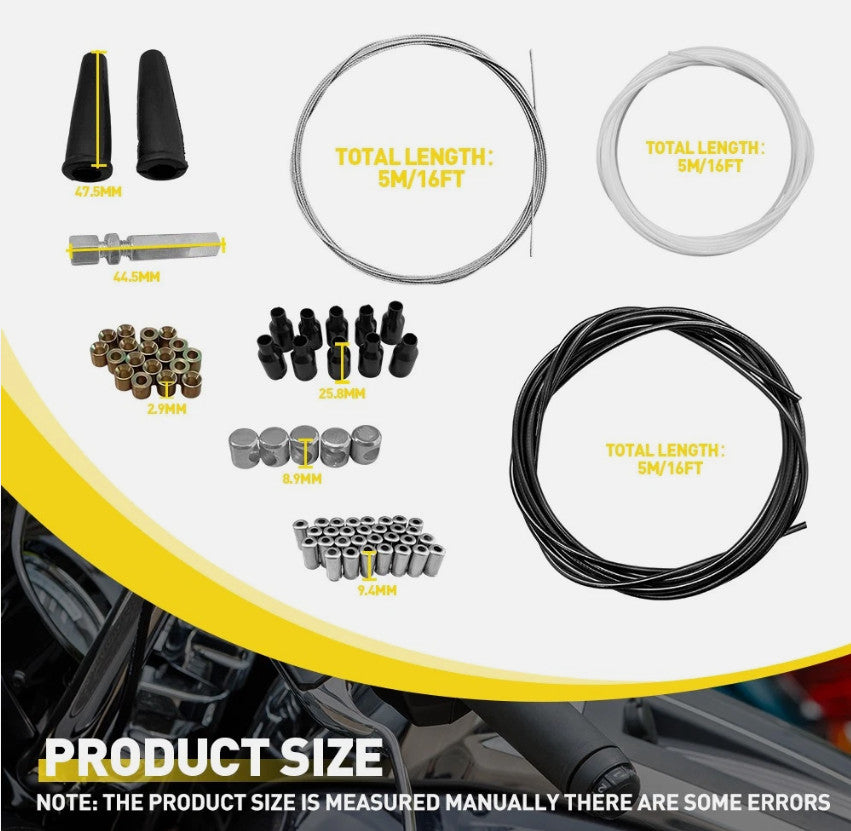 Motorcycle 5m DIY Throttle Cable Repair Kit with Nipples Ferrules for Pit Bike