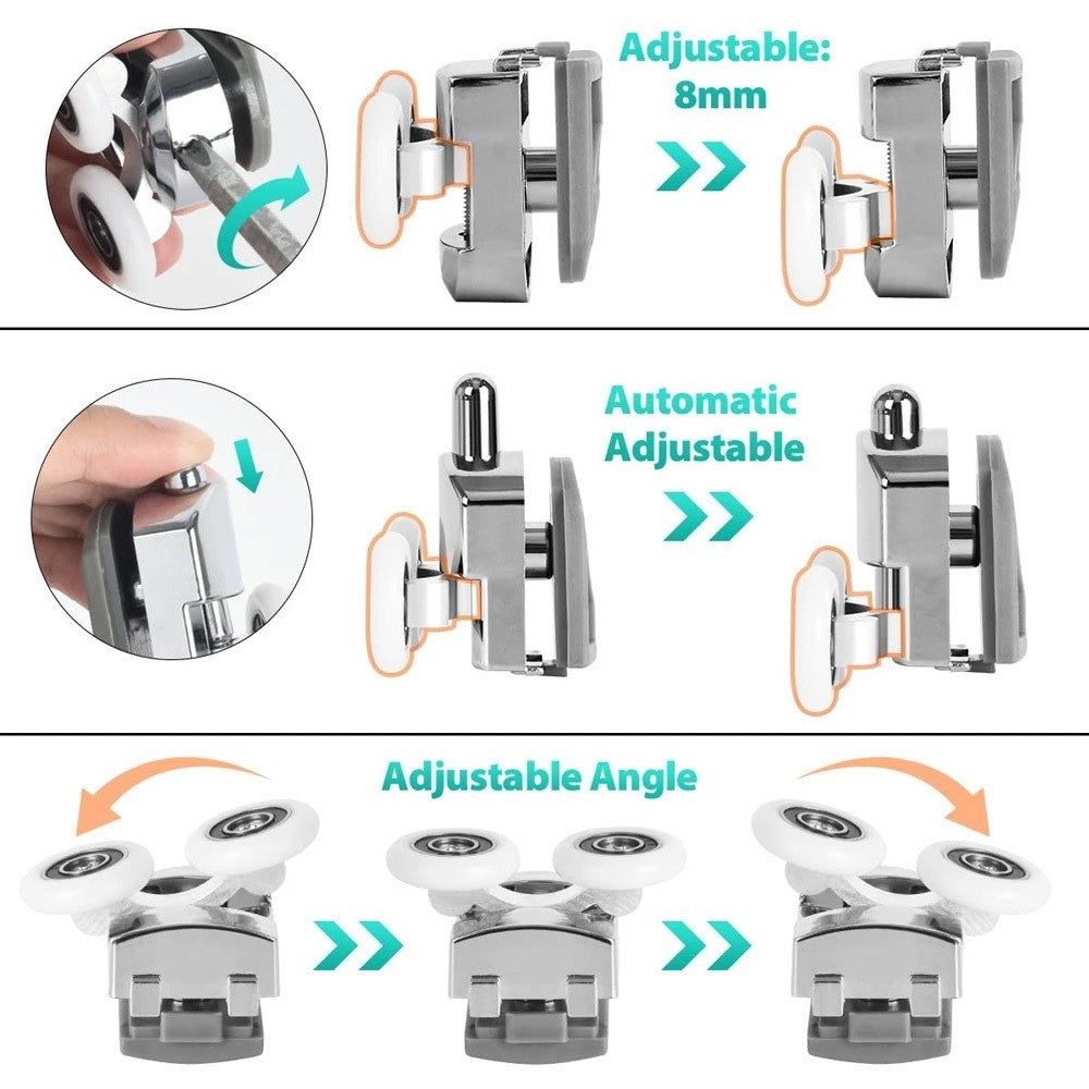 4 Twin Shower Screen Door ROLLERS Runners Wheels 23mm Top & Bottom Replacement