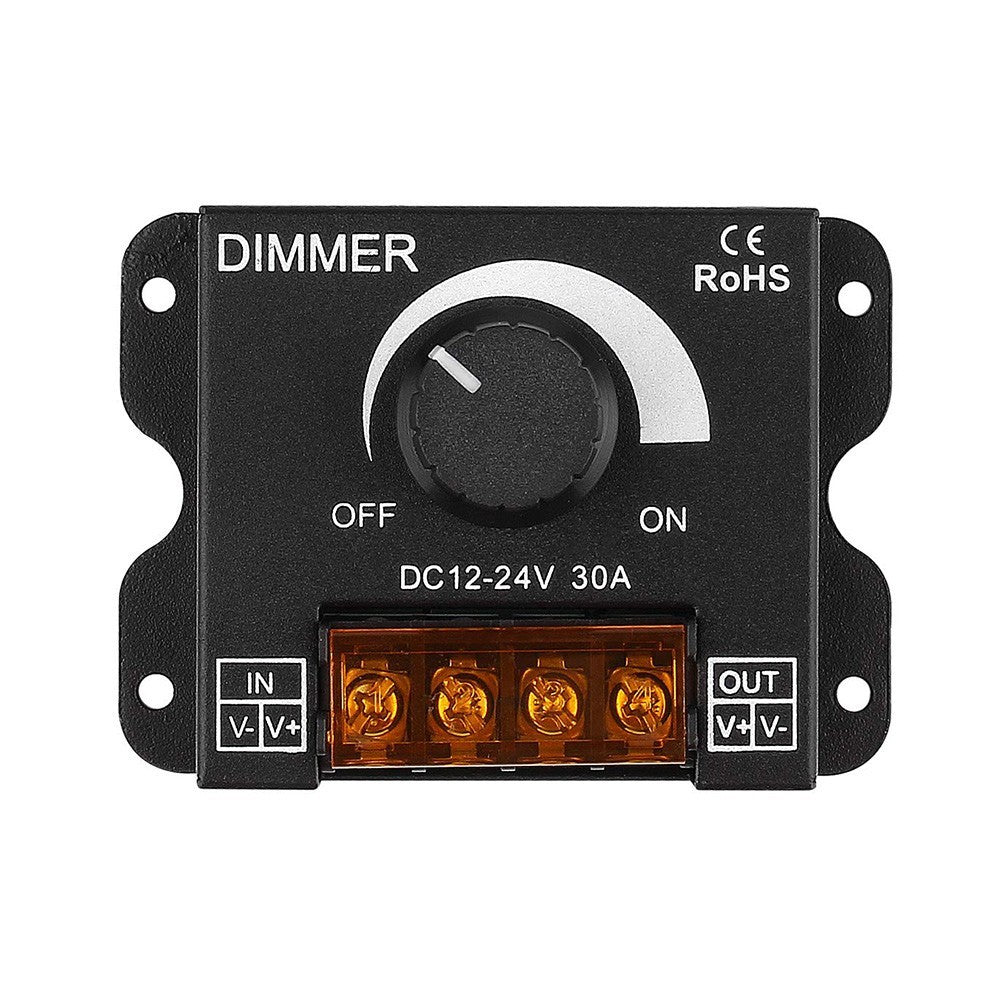 DC 12V-24V 30A PWM Dimming Controller with Knob LED Light Strip Switch Dimmer