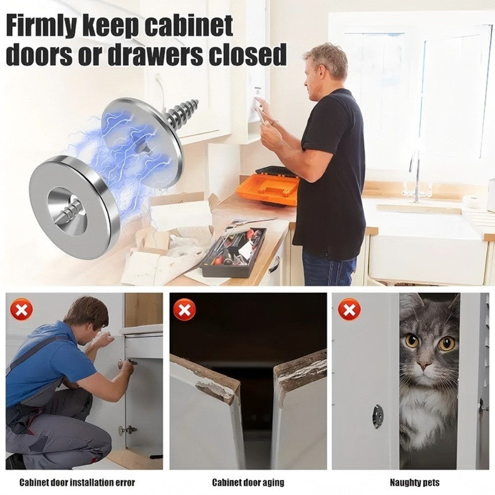 6Set Round Metal Magnetic Closure Latch Magnetic Door Catch For Cabinet