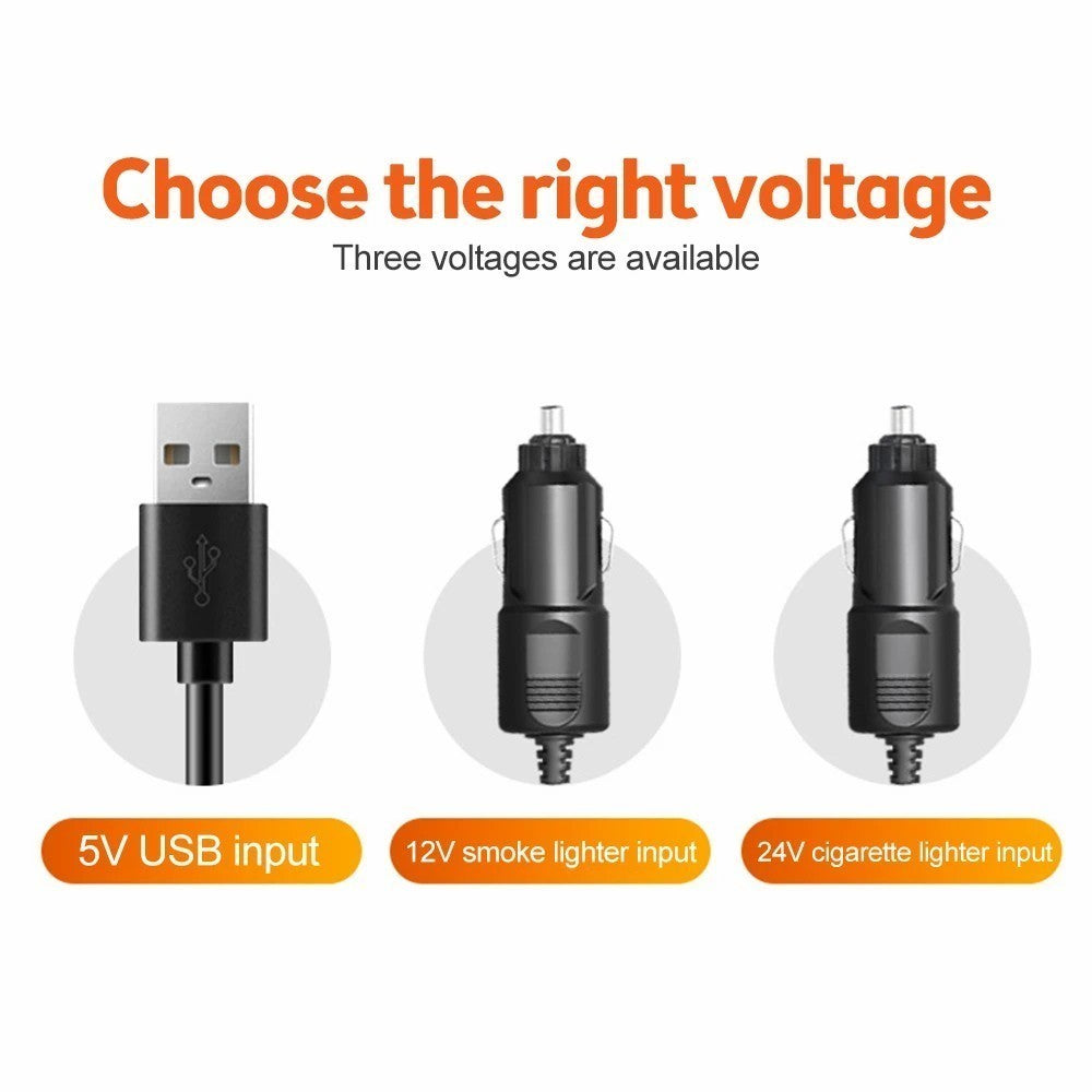 Summer Car Cooler Fan Interior 3-Head - Choose 5V-12V-24V Cigarette Lighter Plug
