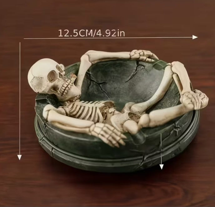 Skeleton Skull Ashtray Ash Tray Gothic Resin/ Bone , Halloween Gift