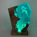 10 ′′ Whale Shark and Diver-Night Light Epoxy Resin Lamp Wood Base Home Decor