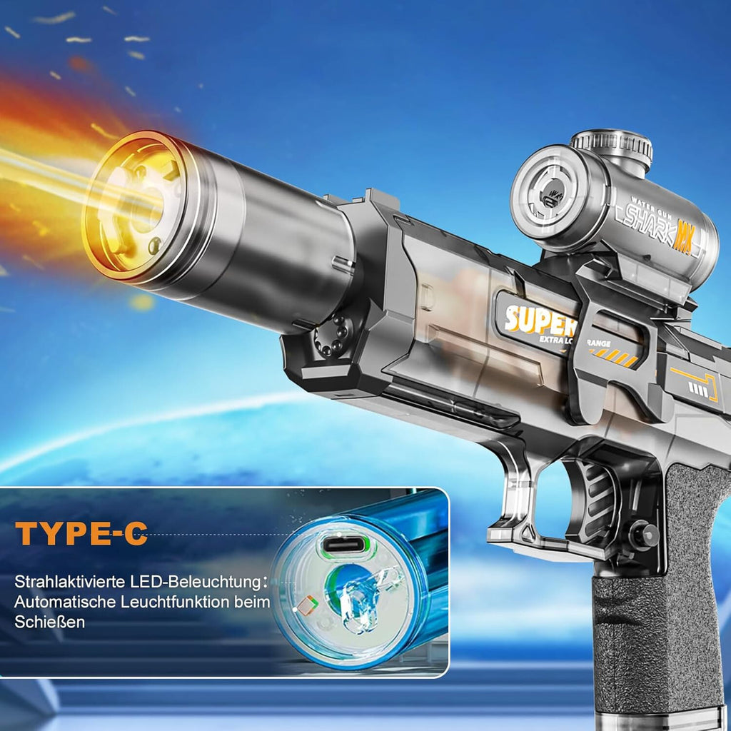 27cm Electric Water Gun Squirt Pistol LED Kids Toy Outdoor Garden Summer Fun UK