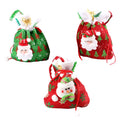3Pcs Durable Christmas Gift Bags Candy Pouch Set Santa Snowman Designs