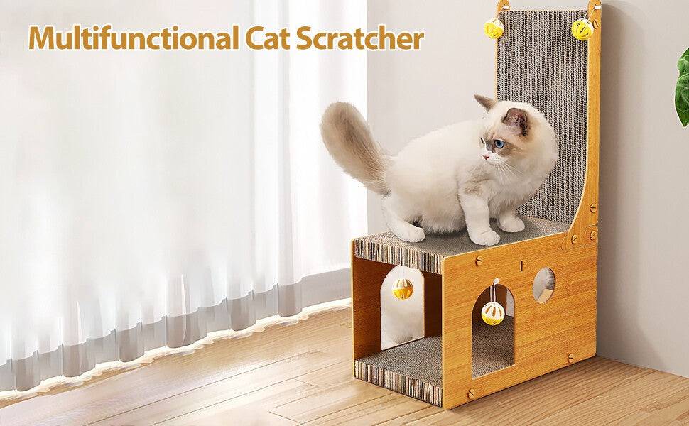 NEW L-shaped cat scratcher is made of non-toxic corrugated paper