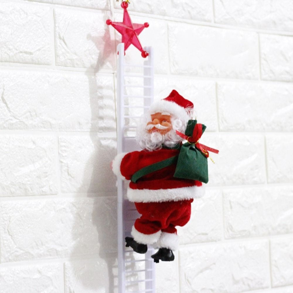Christmas Electric Santa Claus Climbing Ladder Doll Music Xmas Music Decor Party
