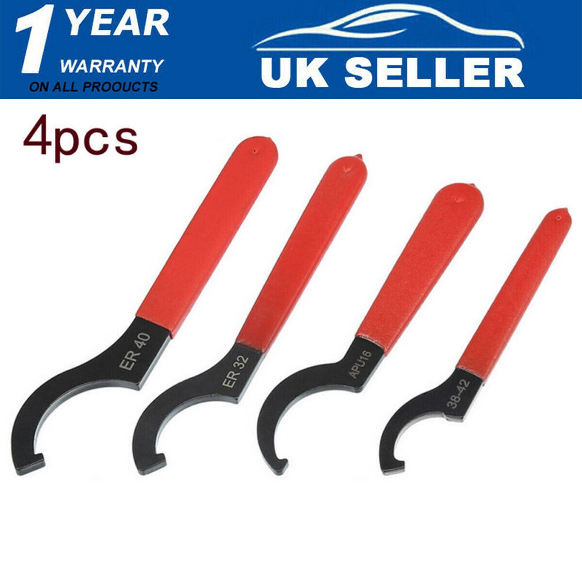 4X Coilover Wrench, Hook Wrenches Tools Set Shock Spanner Wrench Set C-Shape UK